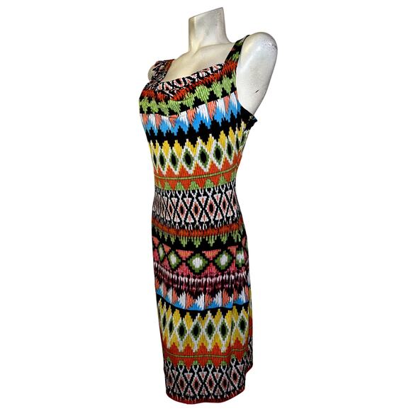 Calvin Klein Women's Size 10 Colorful Print Sleeveless Drape Neck Sheath Dress - Picture 4 of 6